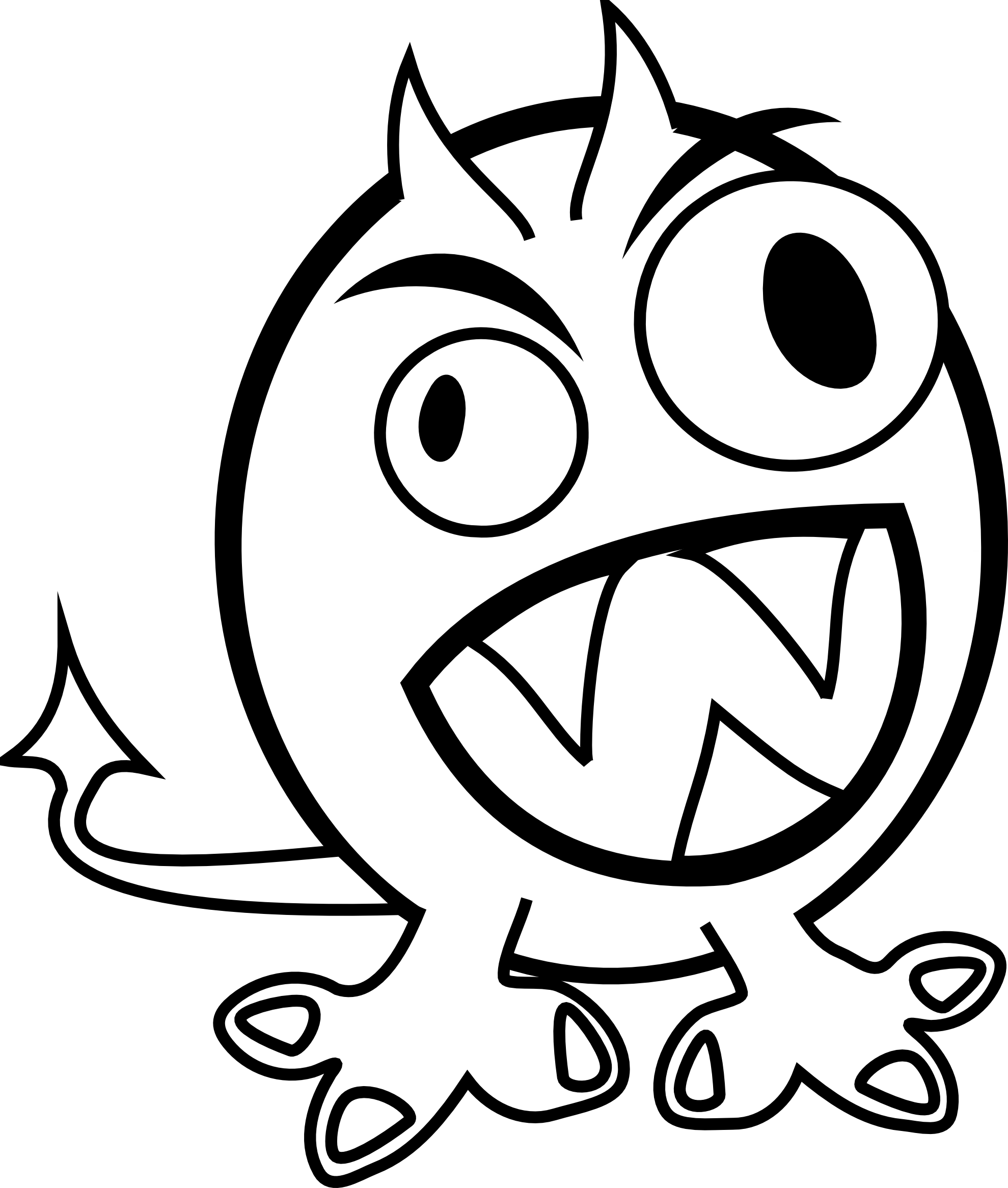 Free cliparts that you can download to you computer and use in your designs. Clip Art: small Funny Angry Monster Black White .