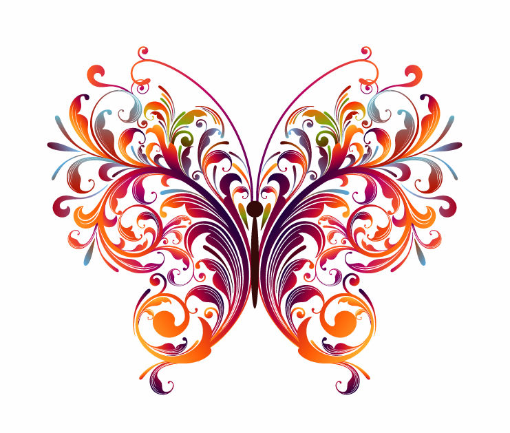 Abstract Floral Butterfly Vector Graphic Free Vector / 4Vector