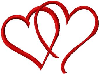 Valentine's day Two Hearts machine embroidery design