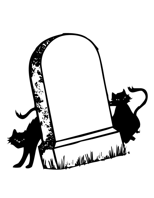 Tombstone and Cats Coloring Page