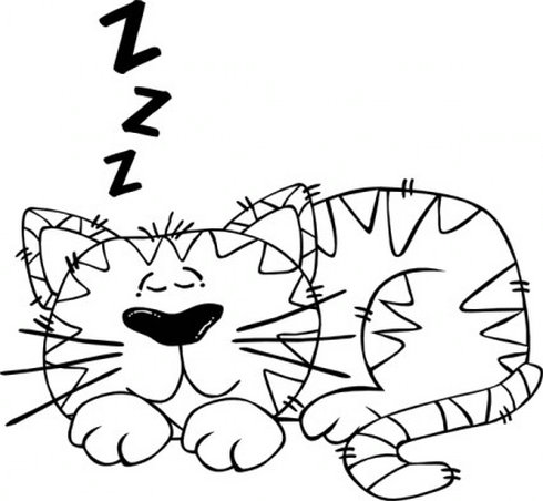 Cartoon Cat Sleeping Outline Clip Art | Free Vector Download ...