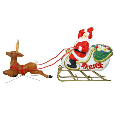 Christmas Lighted Decoration | Santa/Sleigh/Reindeer Blow Molded ...