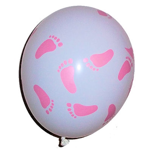 Baby Shower Footprints Balloons - Pink