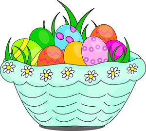 Easter Basket Clipart Image - Easter Eggs in a Blue Basket ...