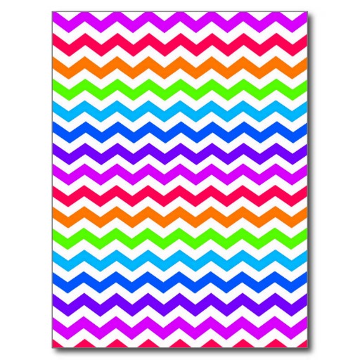 Chevron pattern, multicolor neon rainbow post cards from Zazzle.