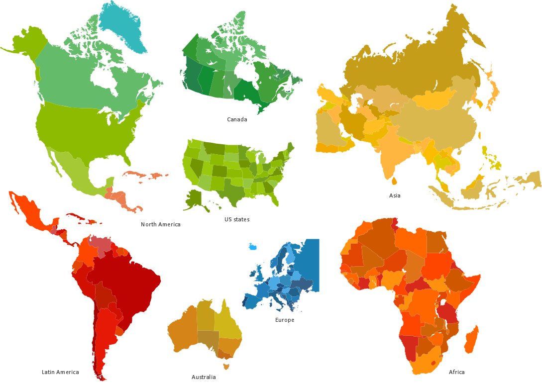 Continent Maps | Picture graph - Population growth by continent ...