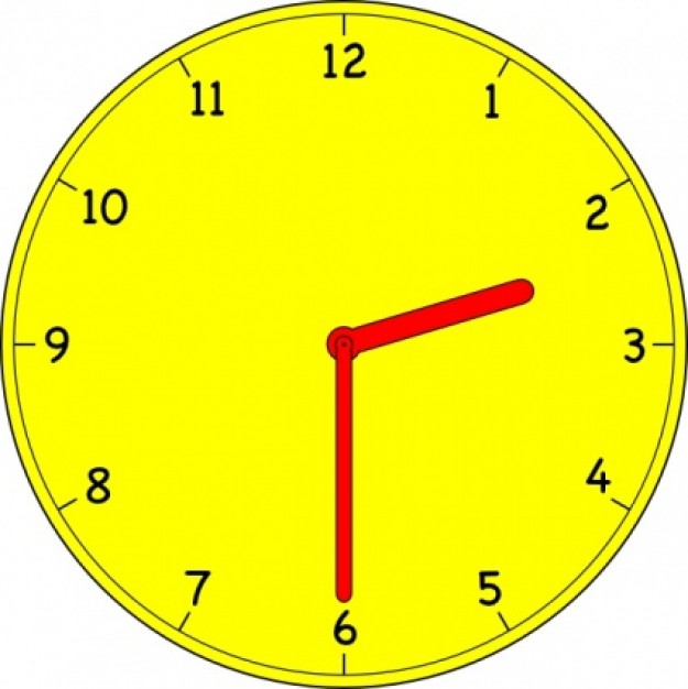 analog clock in yellow at two and a half | Download free Vector