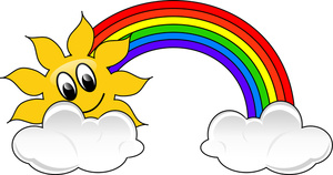 Rainbow Clipart Image - Rainbow, Sun and Clouds
