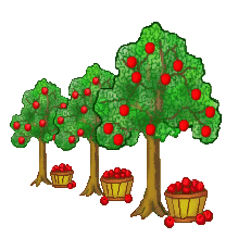 Apple Trees Clip Art - Apple Orchard and Baskets of Apples - Apple ...
