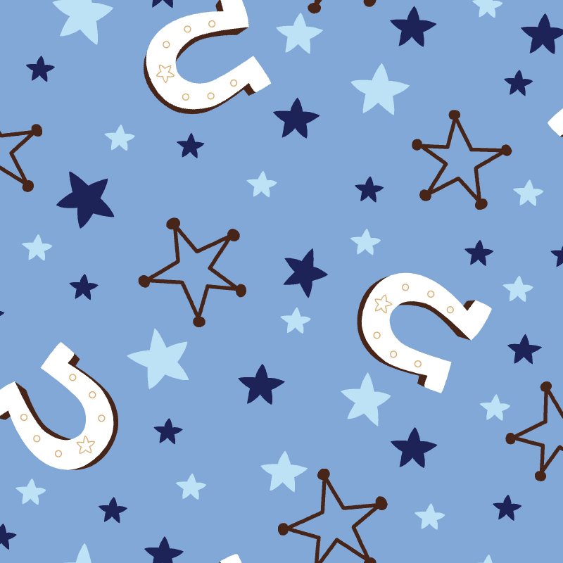 Pattern with horseshoes and stars