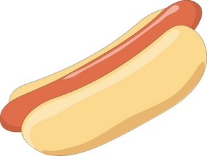 Hot Dog Clipart Image: Beef Frank or hot dog on a bun