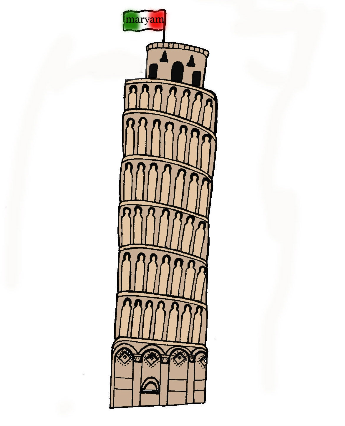 Leaning Tower of Pisa Drawing