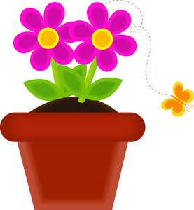 Flowerpot Clipart Image - Pretty Flowers Growing in a Flower Pot ...