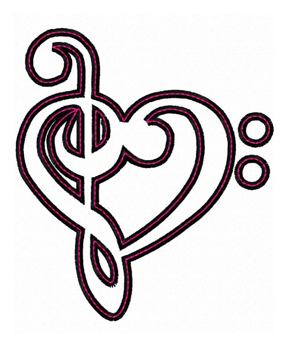 INSTANT DOWNLOAD Treble Bass Clef Heart Fill by KatelynsDesign