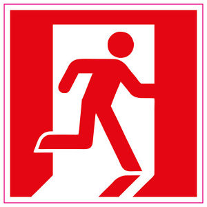100x100mm ] Fire Exit Running Man | RIGHT | RED | Sign/Stickers ...