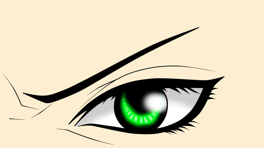 Angry anime eyes.