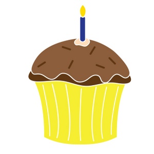 Cupcake Clipart Image - A Yellow Birthday Cupcake With Chocolate ...