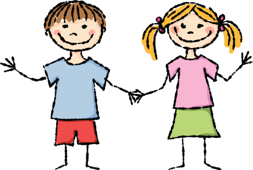 Drawing Of The Boy And Girl Stick Figures Clip Art, Vector Images ...