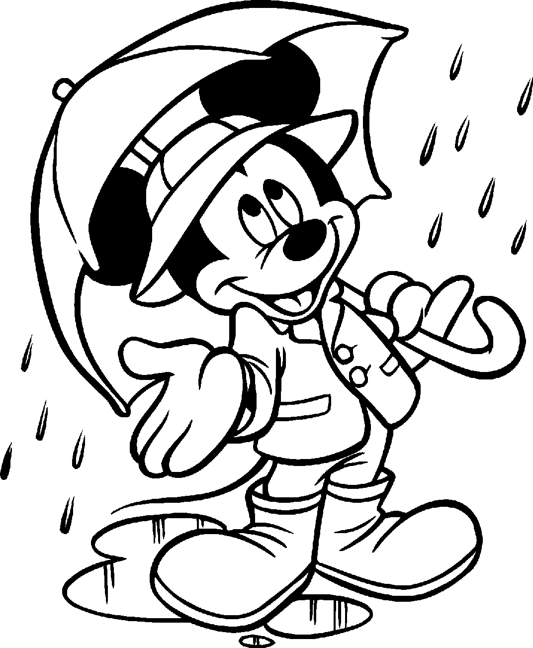Mickey Mouse with Umbrella > Printable Disney Cartoon Coloring ...