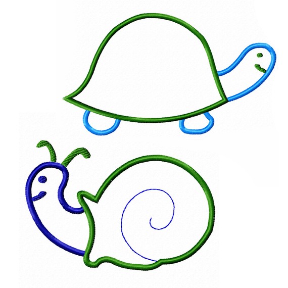 Turtle and Snail Machine Embroidery Applique by appleberryapps
