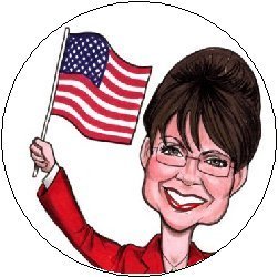 SARAH PALIN American Flag Cartoon Political Pinback ...