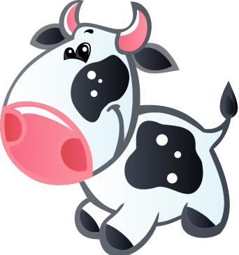 Cute Baby White and Black Spotted Cartoon Cow : Custom Wall Decals ...