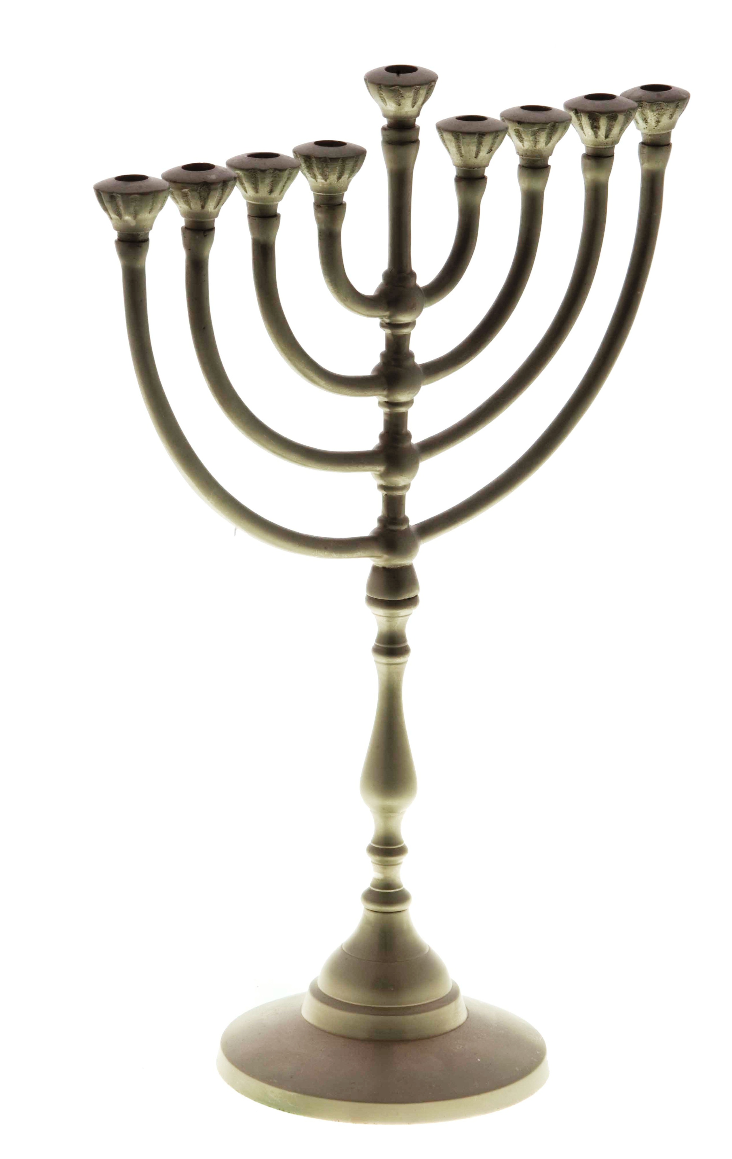 Pewter Hanukkah Menorah with Traditional Design