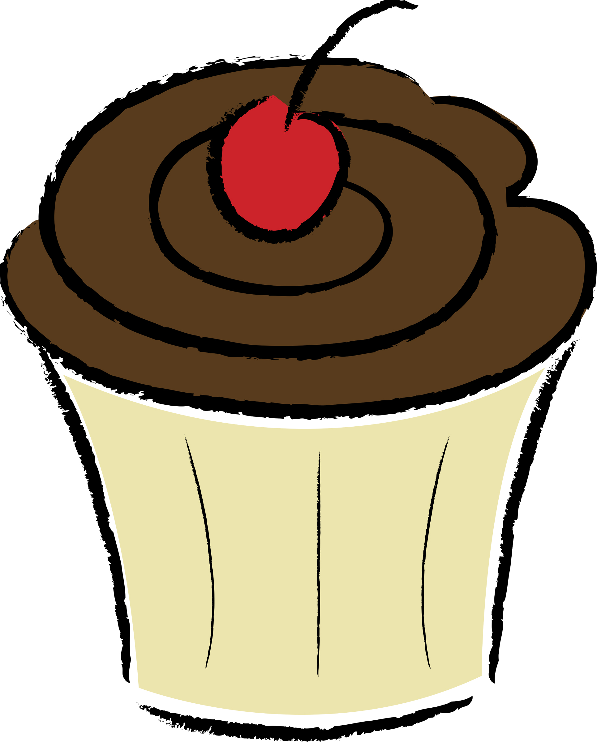 Exif | Clip Art Illustration of a Line Drawing of a Cupcake ...