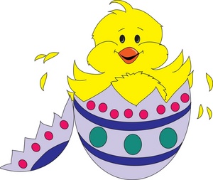 Easter Clipart Image - clip art image of a happy feathery baby ...