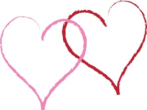 Two Hearts Clipart Image - A red and pink interlocking heart ...