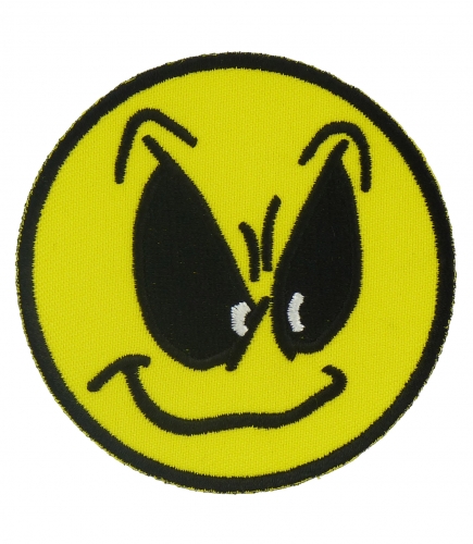 Angry Yellow Smiley Face Round Patch