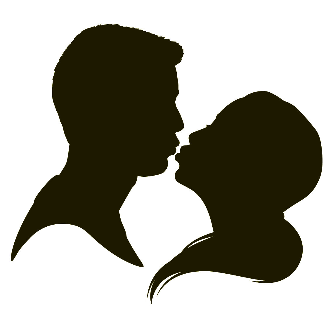 Silhouette Of Two People Kissing