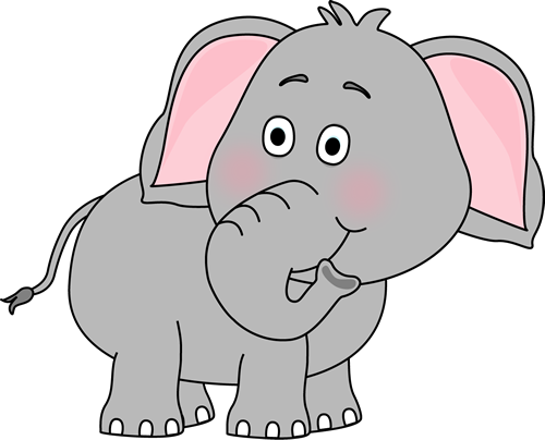 Elephant Looking Behind Clip Art Image - cute elephant with its trunk curled and looking behind.