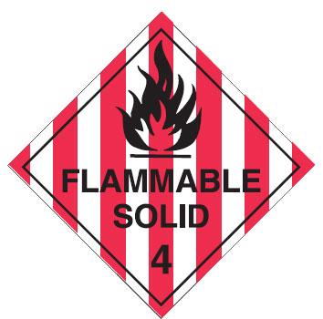 Hazardous Material Placards, Label - Flammable Solid 4 - Dangerous ...