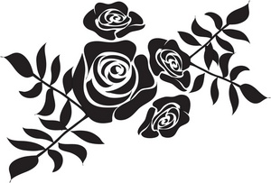Roses Clipart Image - Black Rose Stencil Design