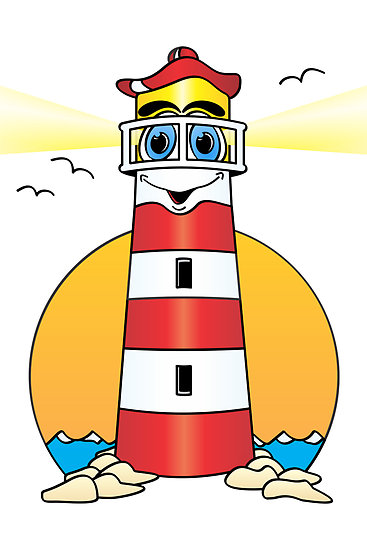 Lighthouse Cartoon White Red" by Graphxpro | Redbubble - ClipArt ...