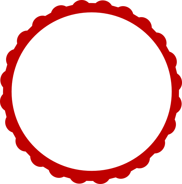 Red & White Scallop Circle Frame Clip Art - vector ...