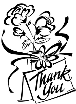 Thank you clipart letter black and white