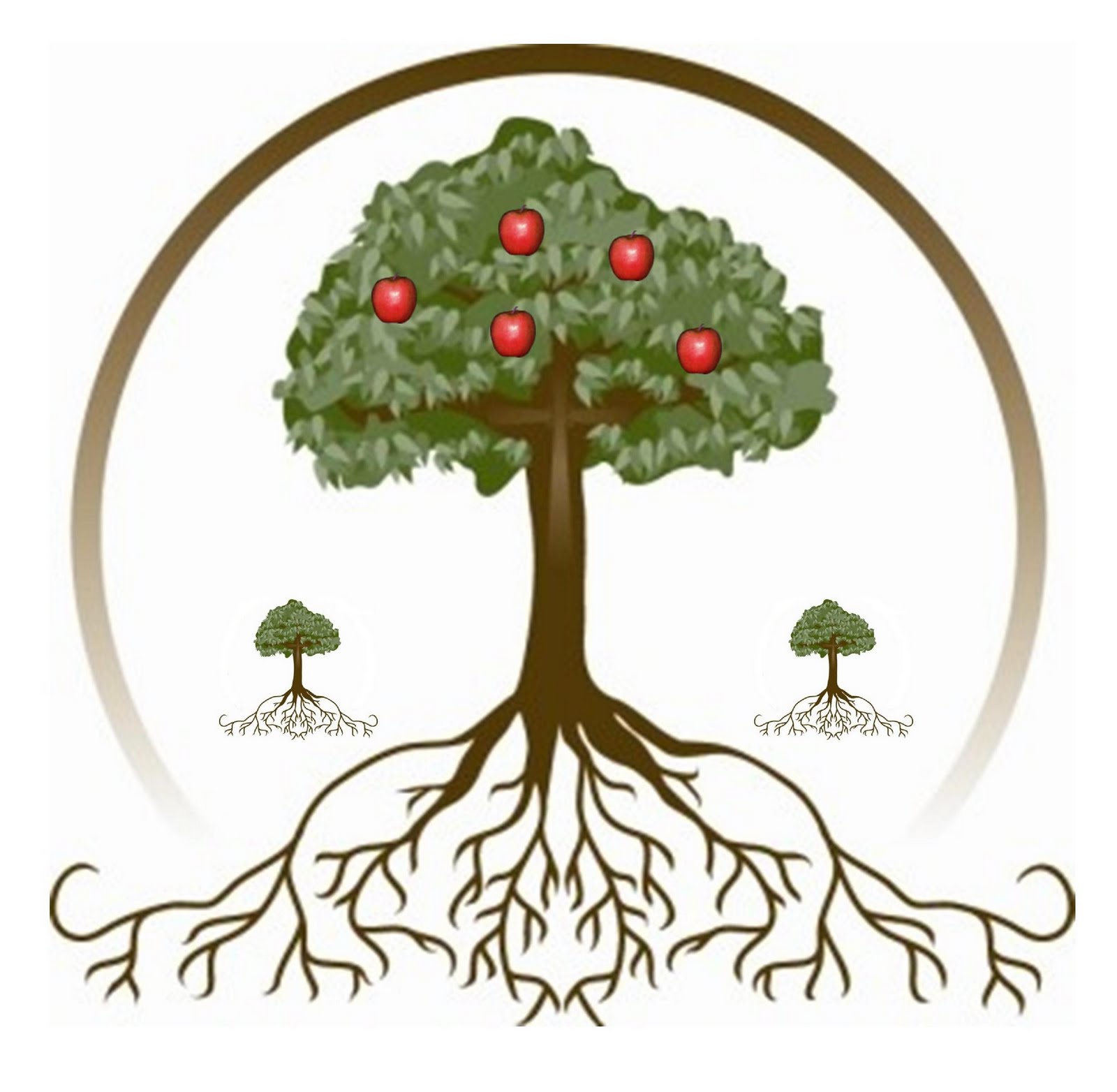 Fruit tree with roots clipart