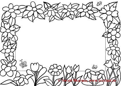 Flower frame, Coloring pages and Coloring
