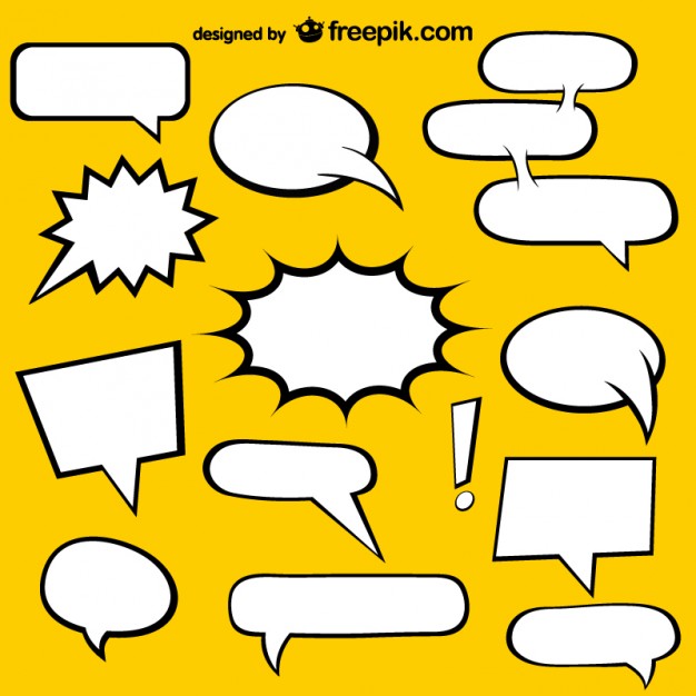 Comic Book speech bubbles and yellow background Vector | Free Download