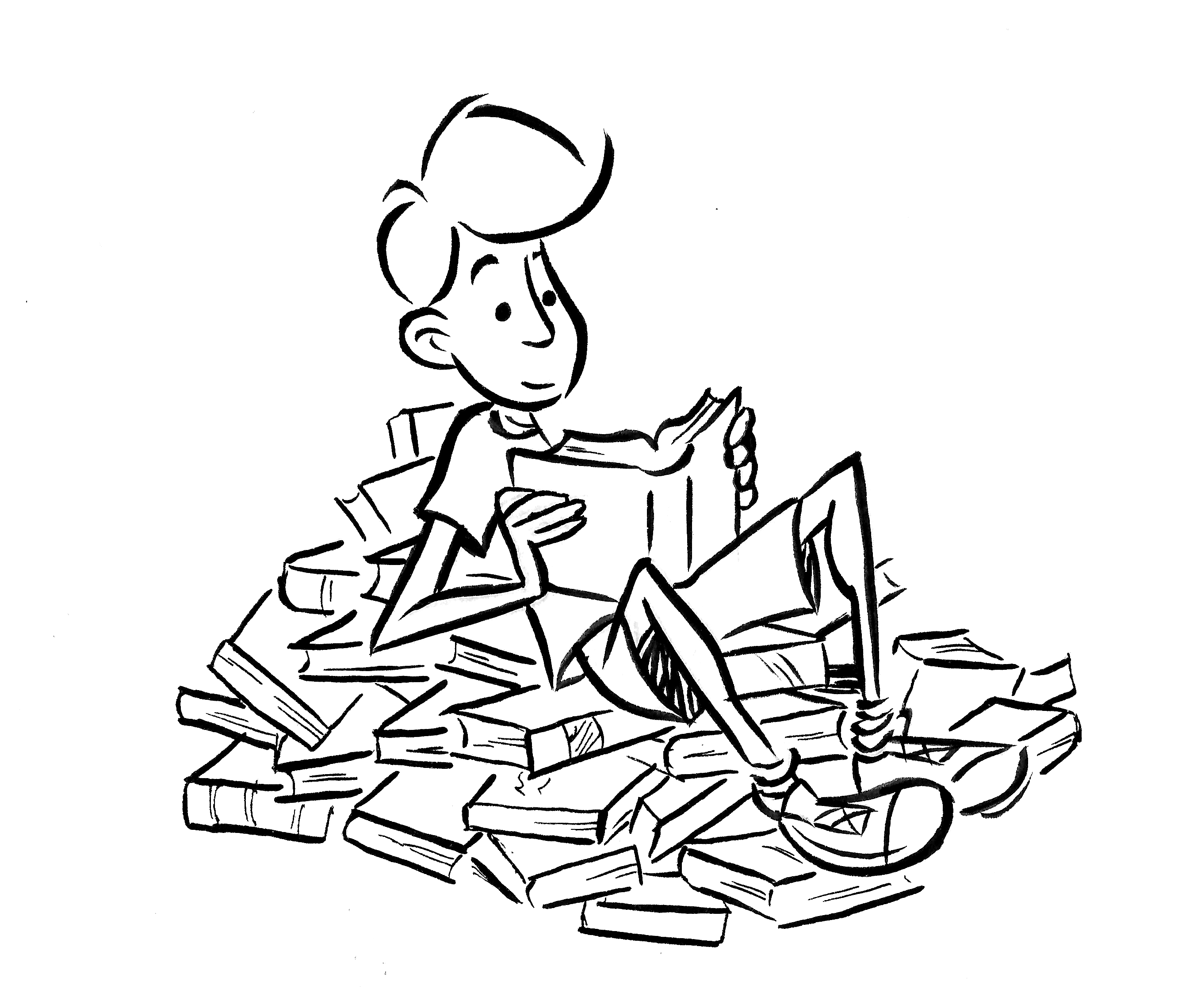 Clip Art Black And White Reading Clipart