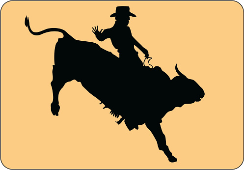 Silhouette Of Bull Riding Clip Art, Vector Images & Illustrations ...