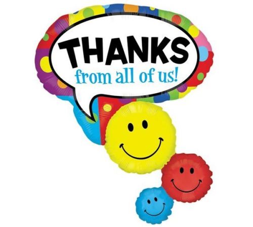 Thanks From All Of Us 42 Balloon Stacker Smiley Face Thank You ...