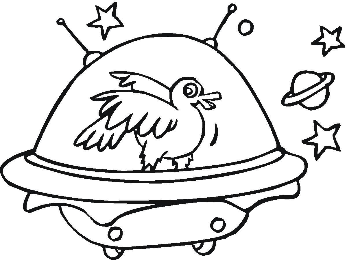 Duck In A Space Ship Coloring Online | Super Coloring