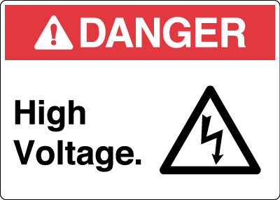 Electrical Safety Sign - Danger: High Voltage with Symbol ...