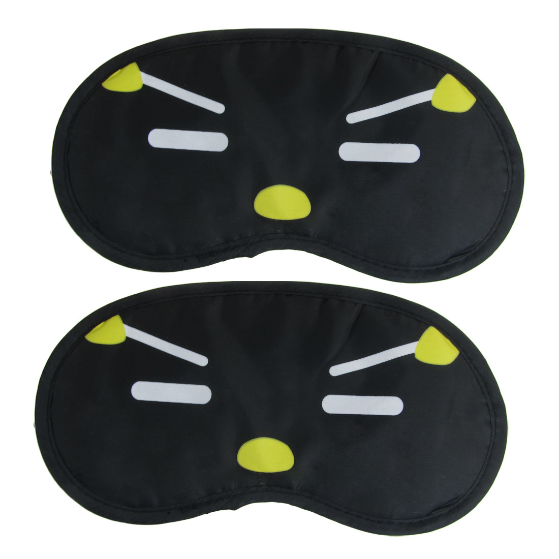 Cartoon Sleepy Face Black Nylon Eye Mask Eyeshade Sleep Blinder 2 Pcs