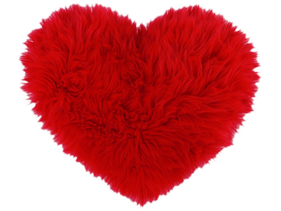 Red Faux Fur Heart Shaped Decorative Pillow Small by SendASmooch