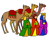 Christmas clip art of Nativity scenes of wise men with camels
