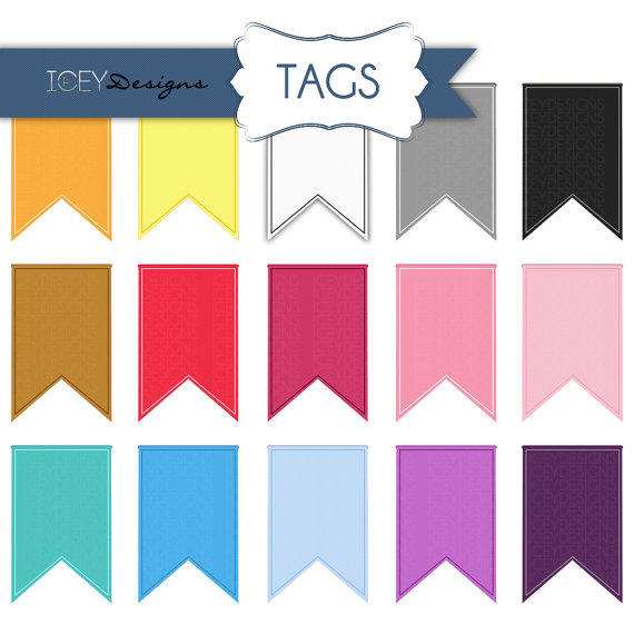 Digital Scrapbooking Textured Journal Tags Flags by IceyDesigns
